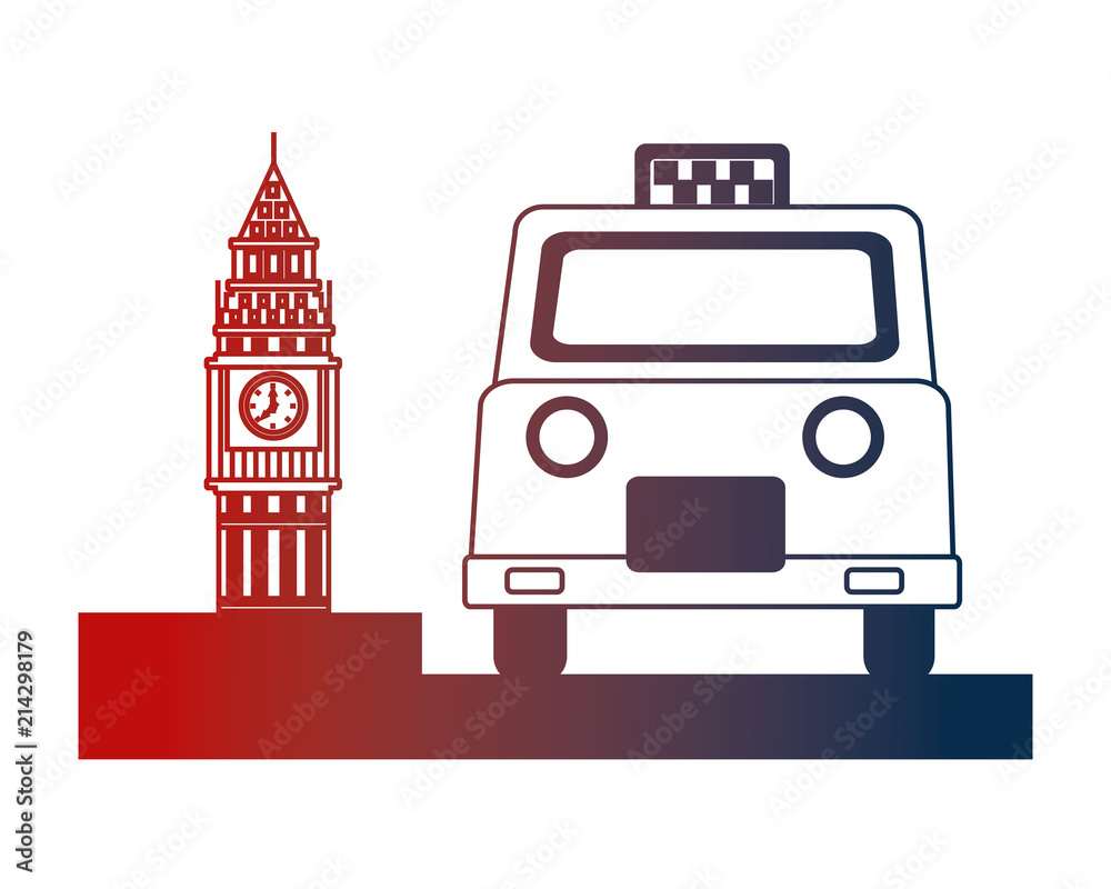 Sticker english taxi service and big ben symbol