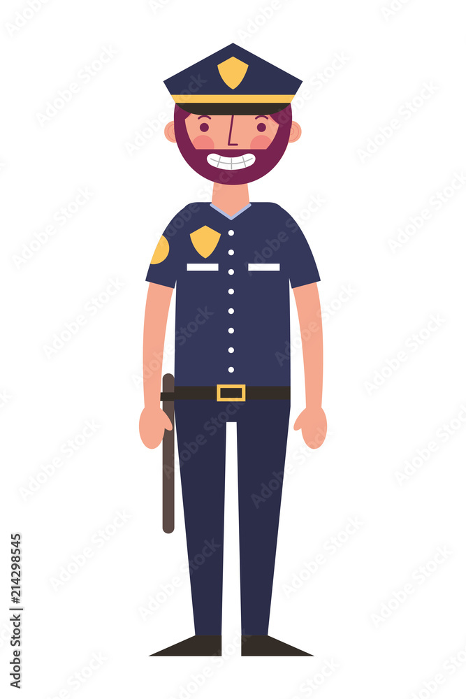 Wall mural police man in uniform character