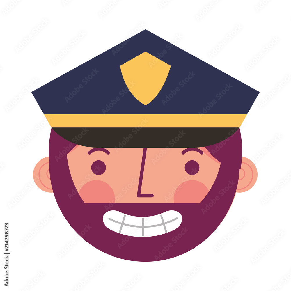 Sticker police man in uniform character