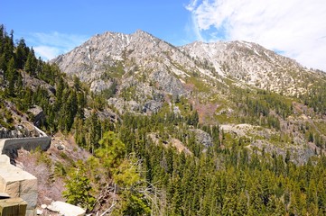 Fototapeta na wymiar Beautiful Landscape near Emerald Bay State Park in Spring at Lake Tahoe in California, United States