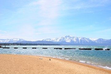 Beautiful Landscape in Spring at Lakeside of Lake Tahoe in California, United States