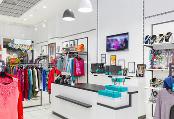 Interior of clothing store.