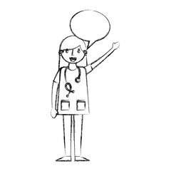 medical female doctor with speech bubble