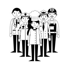 group of workers characters vector illustration design