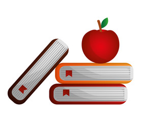 school books and apple symbol vector illustration