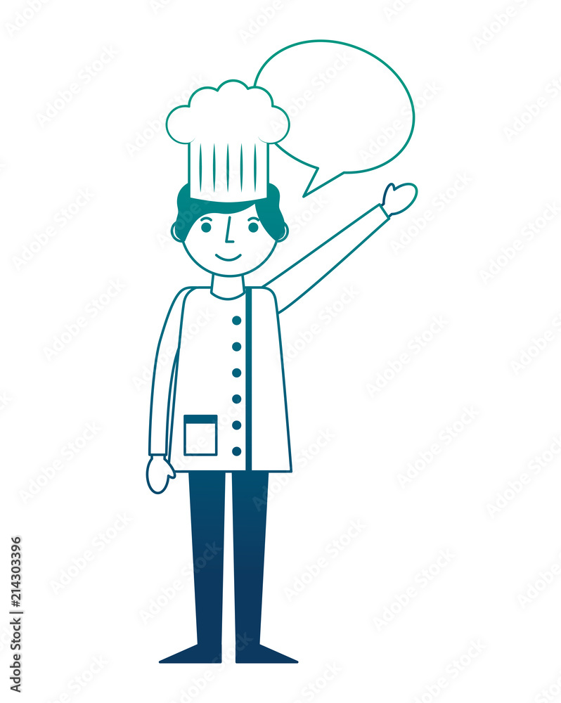 Poster chef man professional worker speech bubble vector illustration gradient design