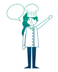 chef woman female character with hat speech bubble