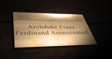 Sepia old telegram text series - Archduke Franz Ferdinand Assassinated