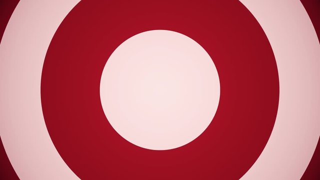 Abstract background with animation of moving retro patterns from colorful circles like sun beams. Retro radial background. Animation of seamless loop. Pink and red colors