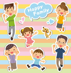 三世代家族　イラスト　フチ有