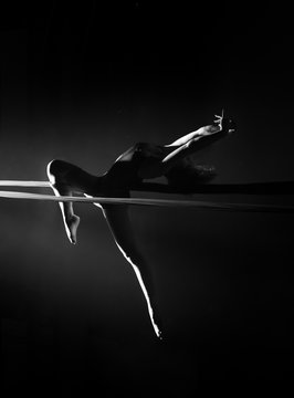 dancer performing in black and white
