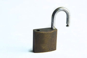 Old Padlock on white background