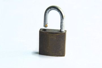 Old Padlock on white background