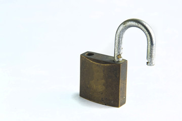 Old Padlock on white background