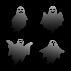 Scary ghost characters set with different face expressions