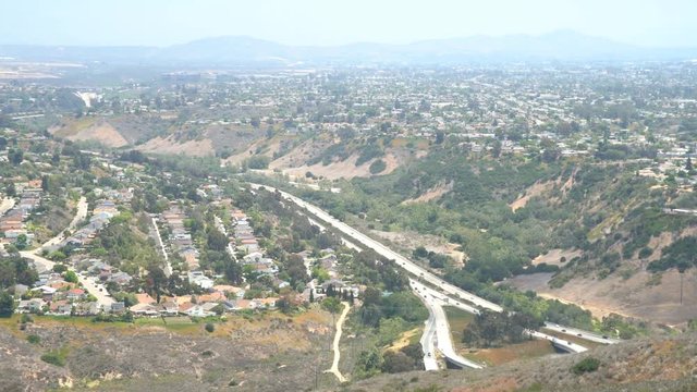Aerial view of the beautiful landscape and cityscape around La Jolla area from Mt. Soledad National Veterans Memorial, San Diego, California