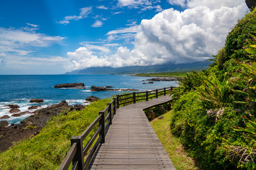 Fototapeta na wymiar Hiking path on a tropical island in Sanxiantai, Taidong, Taiwan