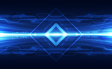 Abstract technology connection background circuit board and code, illustration blue technology background vector.