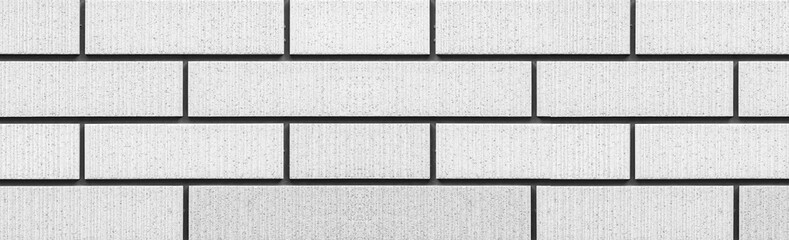 Panorama of white brick tile wall pattern and seamless background