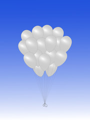 A bunch of white air balloons on blue background vector illustration