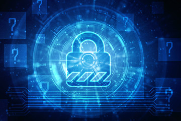 2d illustration Safety concept: Closed Padlock on digital background
