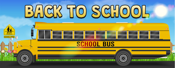back to school with school bus on the road