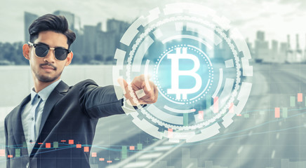 Bitcoin and cryptocurrency investing concept.