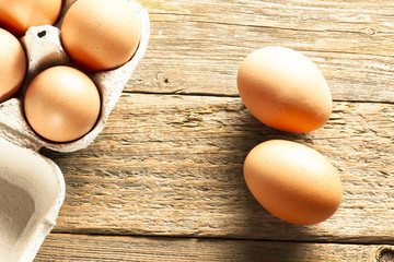 chicken eggs closeup