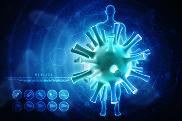 3d rendering Virus bacteria cells background
