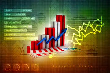 Naklejka premium 3d rendering Stock market online business concept. business Graph 