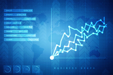 2d rendering Stock market online business concept. business Graph 