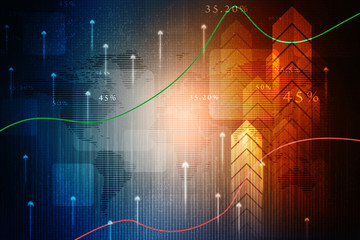 2d rendering Stock market online business concept. business Graph 