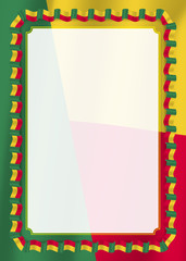 Frame and border of ribbon with Benin flag, template elements for your certificate and diploma. Vector.