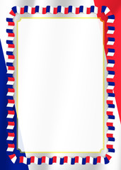 Frame and border of ribbon with France flag, template elements for your certificate and diploma. Vector