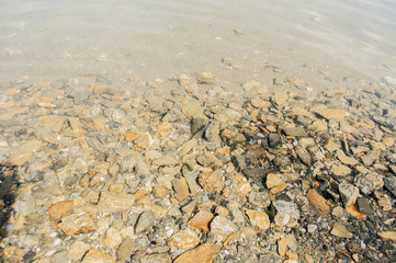 Rocky shore of the lake