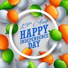 Indian Tricolor flag balloon background for Happy Independence Day of India