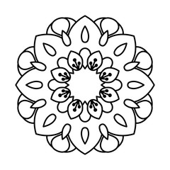 Flower mandala vector illustration. Adult coloring page. Circular abstract floral oriental pattern, vintage decorative elements. Isolated on white background