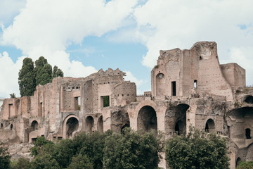 Fototapeta na wymiar View at the details of Roman Forum in Rome, Italy.