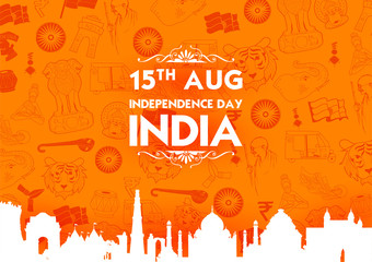 Famous Indian monument and Landmark for Happy Independence Day of India