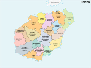 Fototapeta premium hainan administrative and political vector map, china