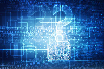 2d illustration Safety concept: Closed Padlock on digital background
