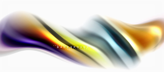 Fluid liquid mixing colors concept on light grey background, curve flow, trendy abstract layout template for business or technology presentation or web brochure cover, wallpaper