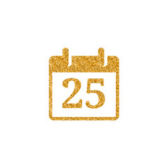 Calendar Christmas icon in gold glitter texture. Sparkle luxury style vector illustration.