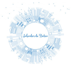 Obraz premium Outline Salvador de Bahia City Skyline with Blue Buildings and Copy Space.