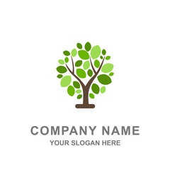 Obraz premium Green Tree Leaf Nature Summer Logo Vector Illustration 