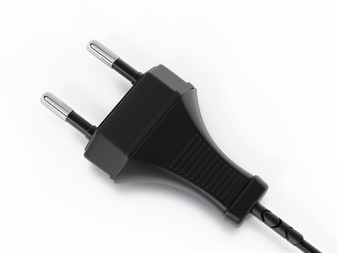 Type C Europe electric plug isolated on white background. 3D illustration