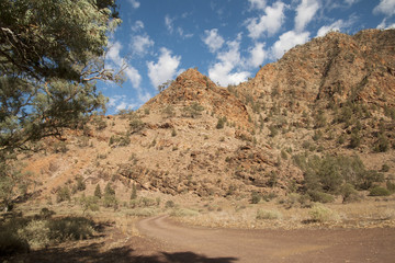 Brachina Gorge South Australia, dirt road along valley floor