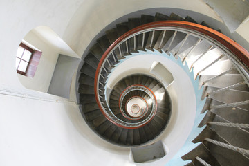A spiral lighthouse staircase