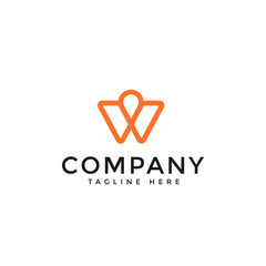 Letter W with Pin Logo Vector