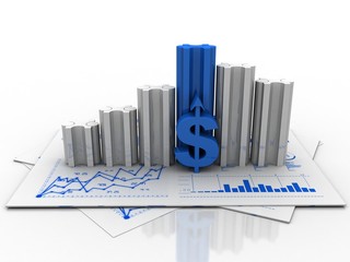 3d rendering Stock market online business concept